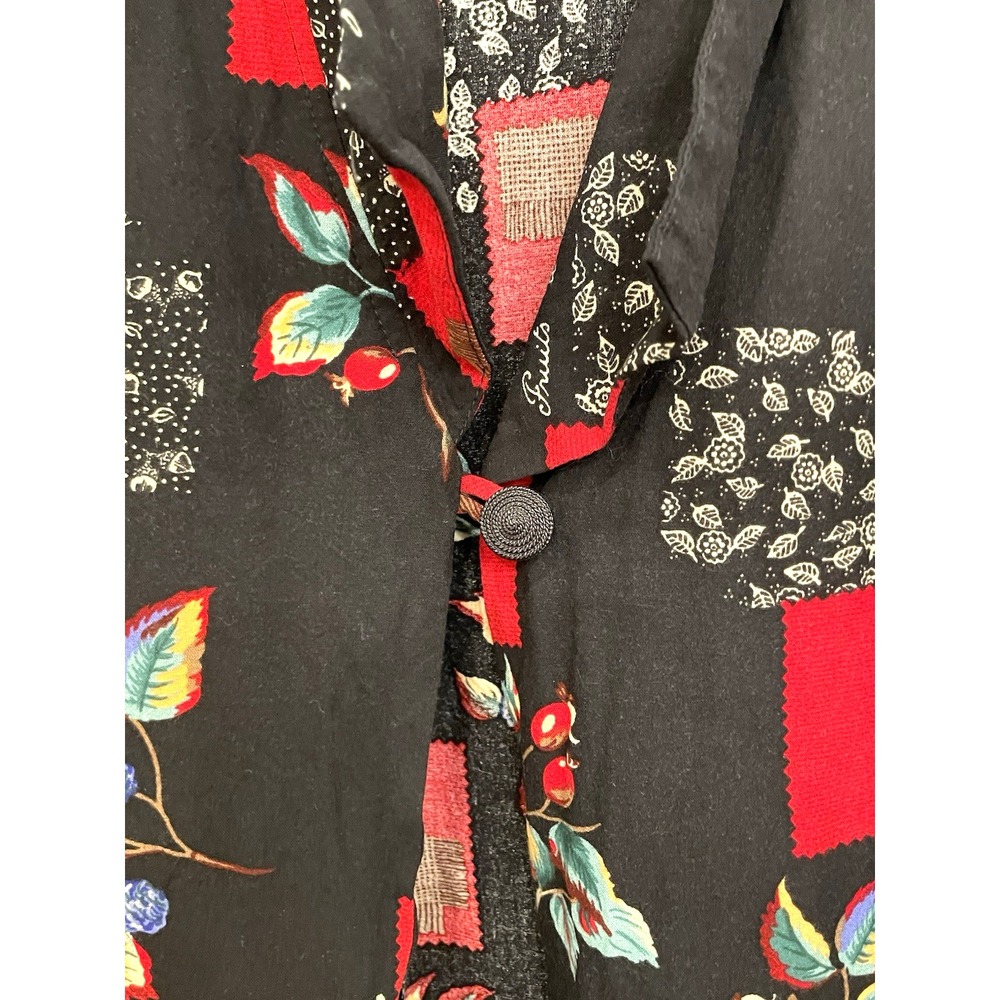 More Jazz Vintage Cardigan Top Black Fruit Size 22 Shoulder Pads 90s Grunge USA - Picture 3 of 8